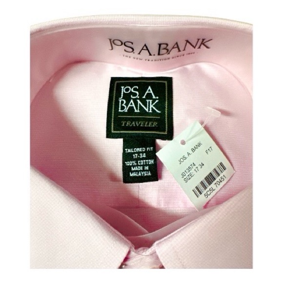 Jos A Bank Traveler Pink Dress Shirt Tailored Fit NWT Multiple Sizes - Picture 4 of 7
